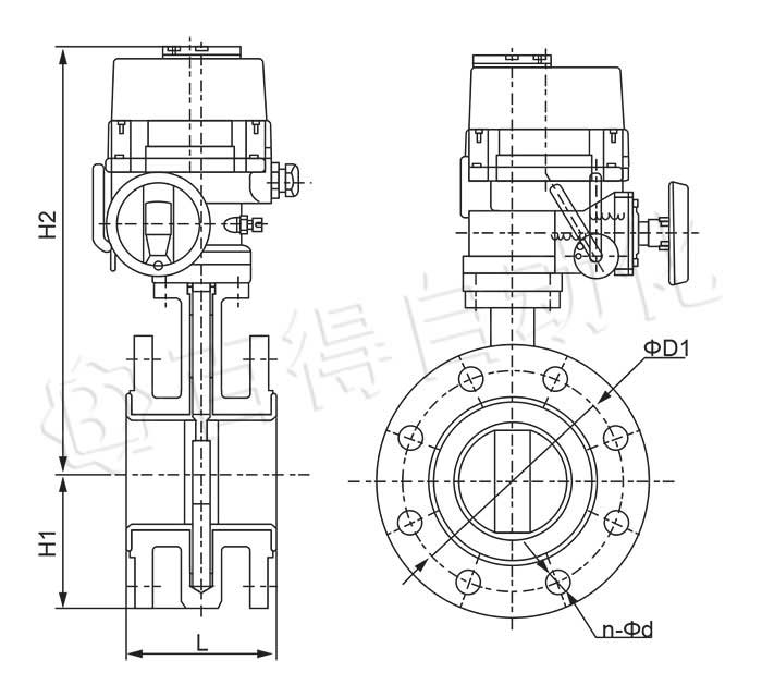 電動法蘭蝶閥結構圖